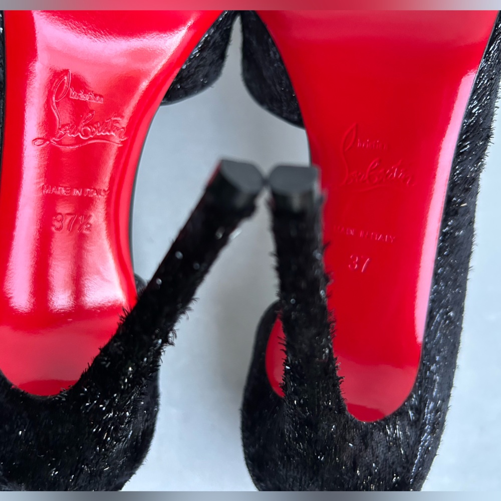 Christian Louboutin Iriza Black Vel Papillon Half d'Orsay Pump size 37 - Picture 16 of 17